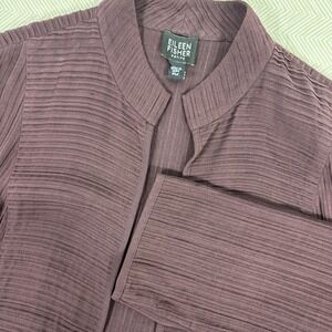Eileen Fisher Silk Open‎ Front Cardigan Womens PM Petite Ribbed Mock Neck L/S